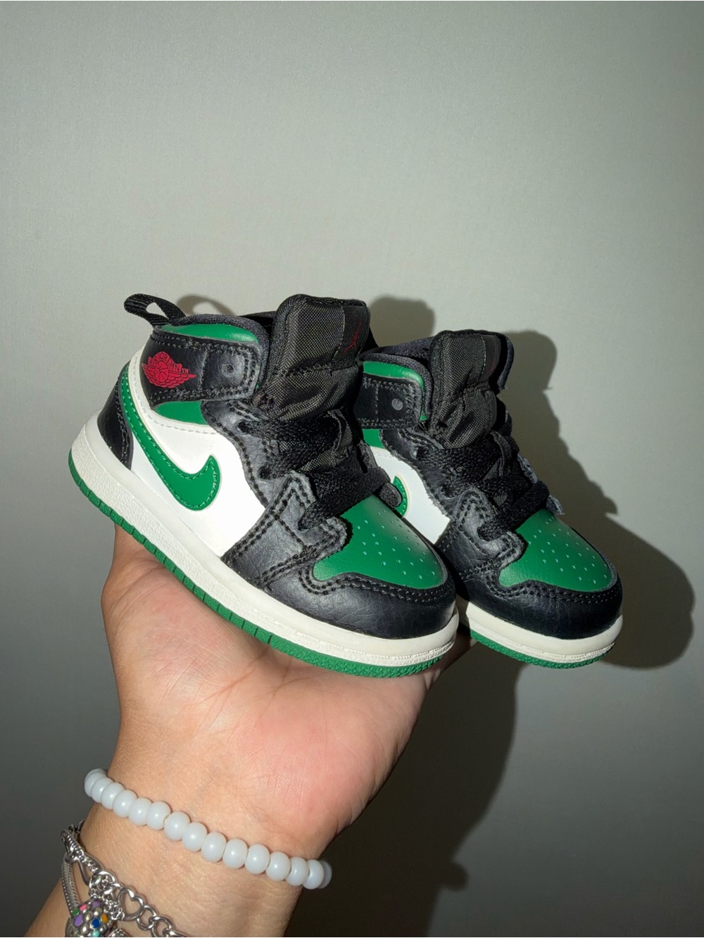 Jordan Kids High-Top Sneakers in Black, White & Green
